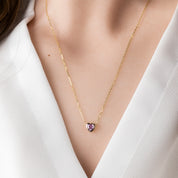 Heart Bezel Necklace, Pink Sapphire
