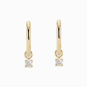 14K Gold 3mm Round Diamond Hoop Earrings | 4-Prong