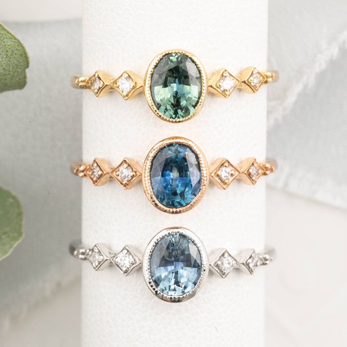 Celeste Ring, 0.80ct Montana Sapphire, oval shape gemstone