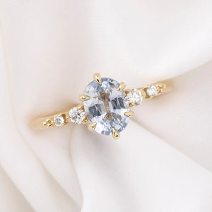 Estel Fleur Ring, 1.62ct Unheated Sapphire, oval shape gemstone