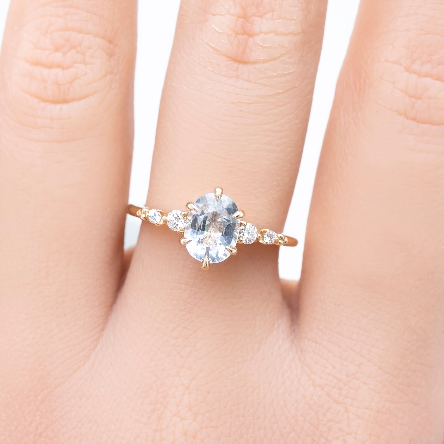 Estel Fleur Ring, 1.62ct Unheated Sapphire, oval shape gemstone