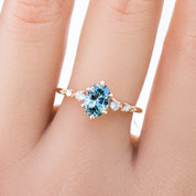 Estel Fleur Ring, 1.05ct Montana Sapphire, oval shape gemstone