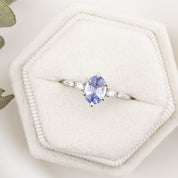 Estel Fleur Ring, 1.1ct Unheated Sapphire, oval shape gemstone