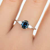 Olivia Ring,0.85ct Teal Blue Madagascar Sapphire, oval shape gemstone