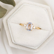 Estel Ring 1.08ct Light Blue Unheated Oval Sapphire, 14K Yellow Gold (One of a kind)