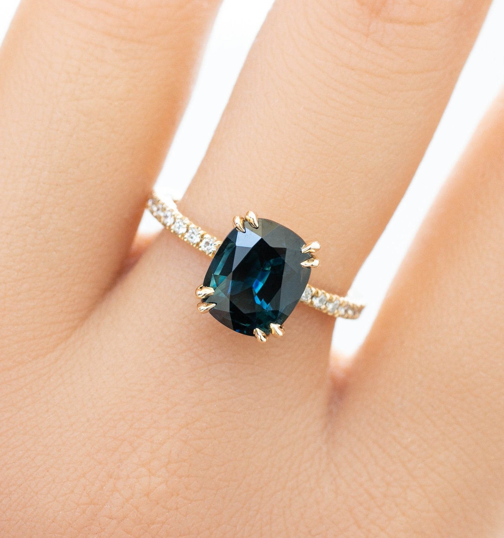 Sabrina Grand Ring, 3.39ct Teal Queensland Sapphire