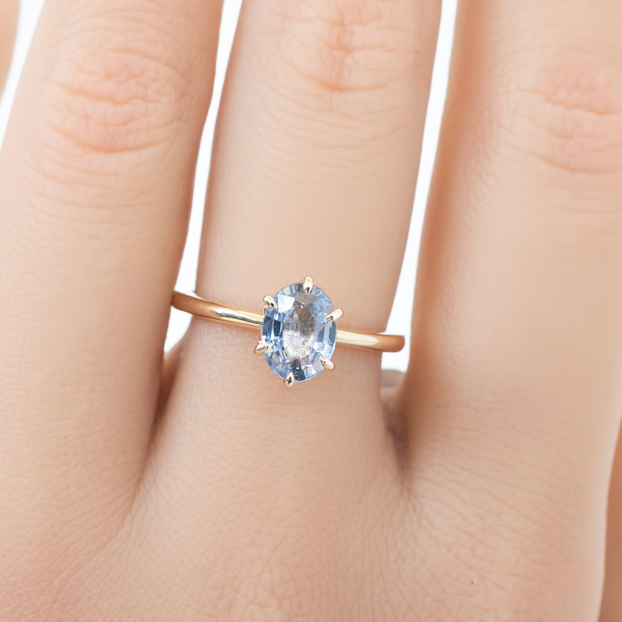 【一点物】フローリンリング ・1.15ct・非加熱ライトブルーサファイア・K14YG