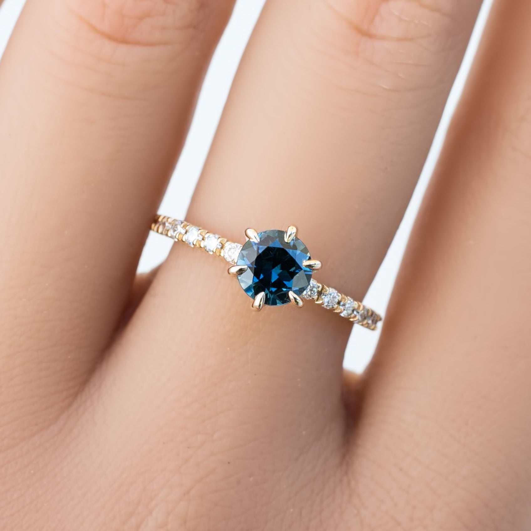 Maria Luxe Ring, 0.92ct Teal Blue Queensland Sapphire