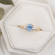 Estel Fleur 4 Prong Ring, 1.07ct Parti Blue Green Montana Sapphire, 14K Yellow Gold (One of a kind)