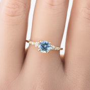 Estel Fleur 4 Prong Ring, 1.07ct Parti Blue Green Montana Sapphire, 14K Yellow Gold (One of a kind)