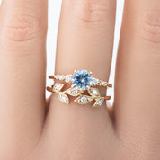 Estel Fleur 4 Prong Ring, 1.07ct Parti Blue Green Montana Sapphire, 14K Yellow Gold (One of a kind)