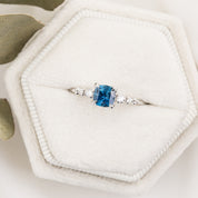 Estel Fleur Ring, 0.72ct Dark Blue Montana Sapphire