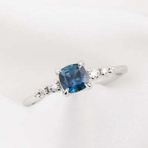 Estel Fleur Ring, 0.72ct Dark Blue Montana Sapphire