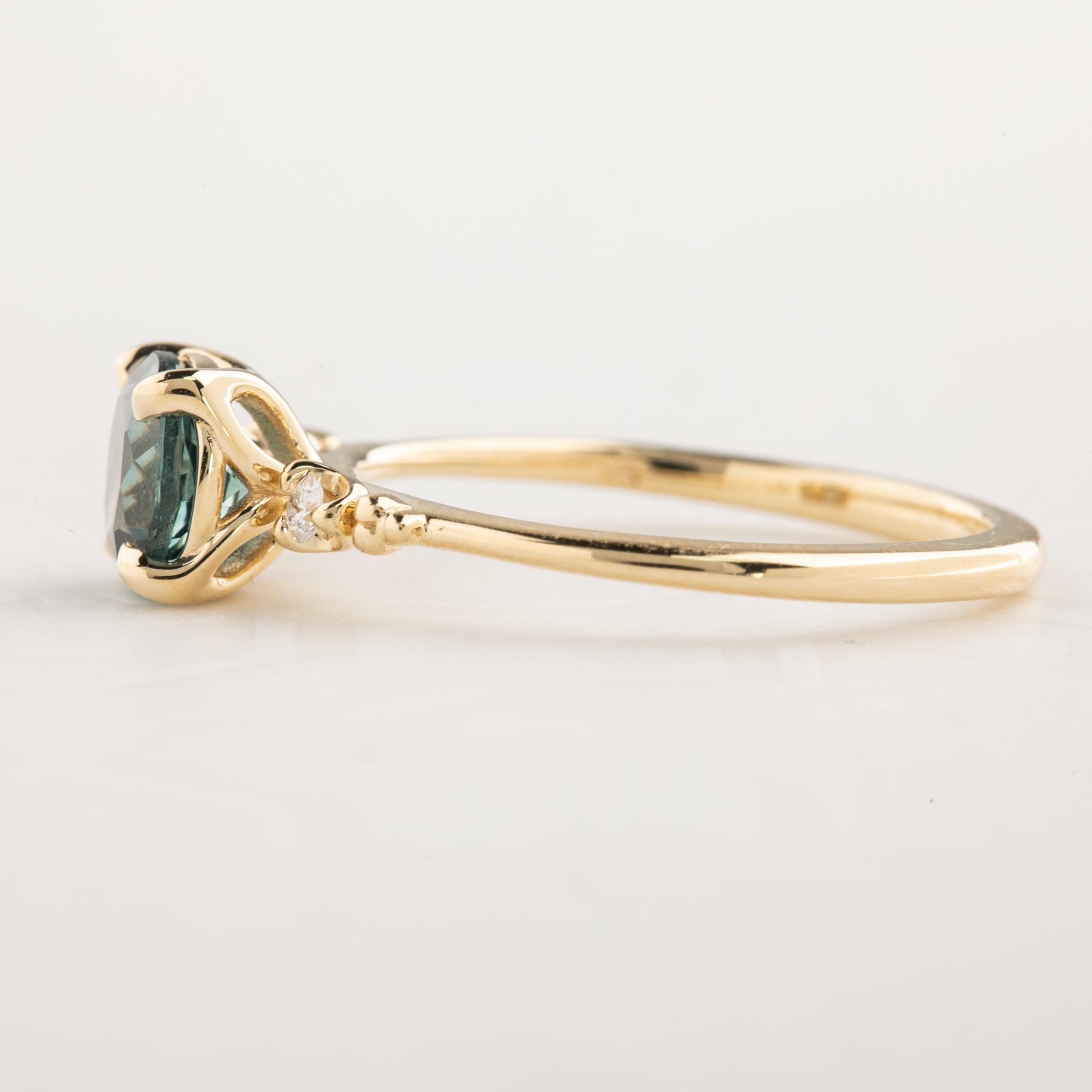 Estel Ring, 1.14ct Blue green Montana Sapphire