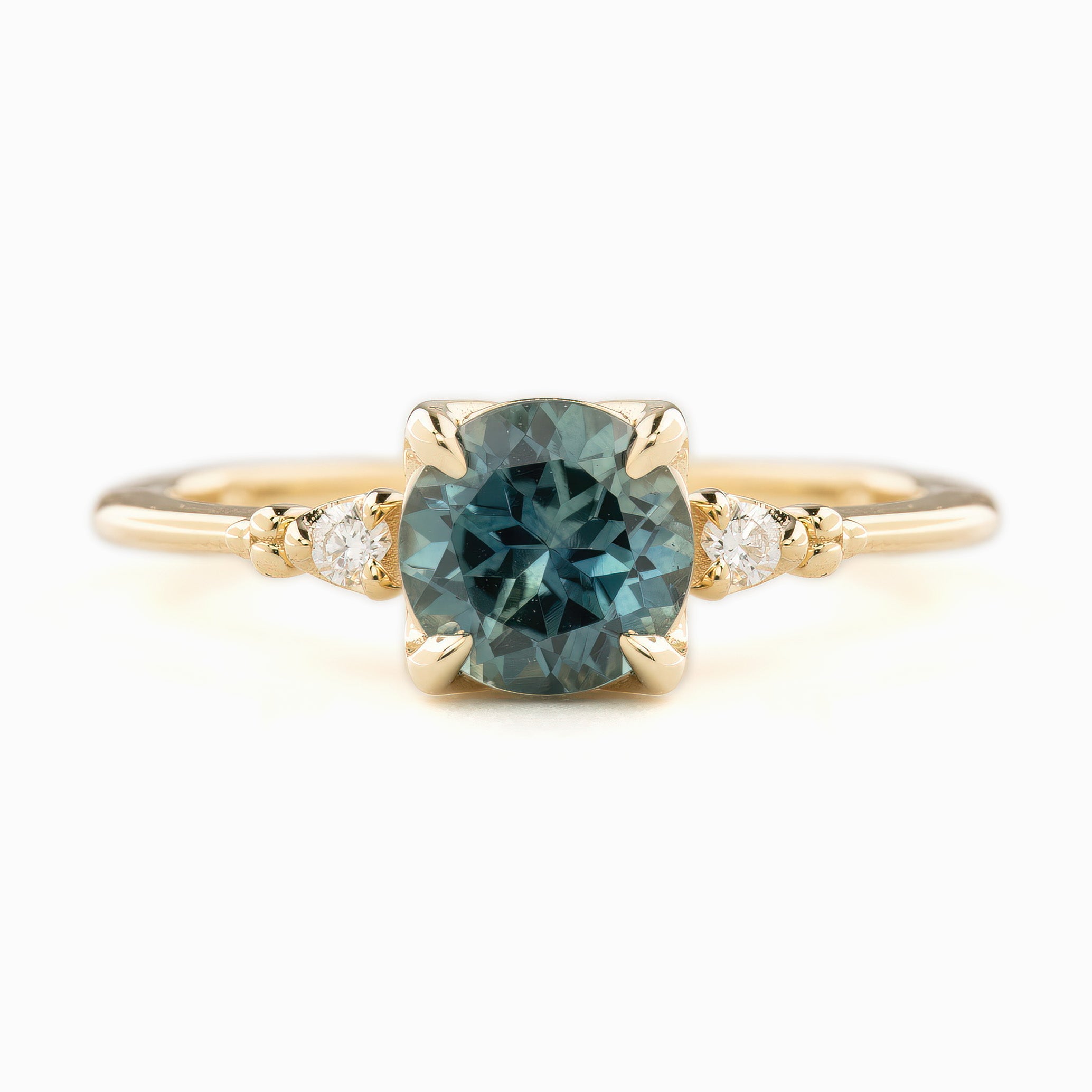 Estel Ring, 1.14ct Blue green Montana Sapphire