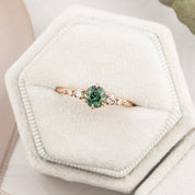Estel Fleur Six Prongs Ring 0.81ct Green Queensland Sapphire, 14k Rose Gold (One of a kind)