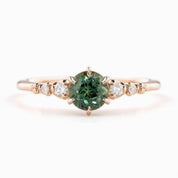 Estel Fleur Six Prongs Ring 0.81ct Green Queensland Sapphire, 14k Rose Gold (One of a kind)