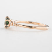 Estel Fleur Six Prongs Ring 0.81ct Green Queensland Sapphire, 14k Rose Gold (One of a kind)