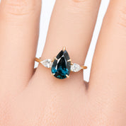 Claire Ring, 3.07ct Teal Blue Unheated Sapphire