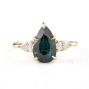 Claire Ring, 3.07ct Teal Blue Unheated Sapphire