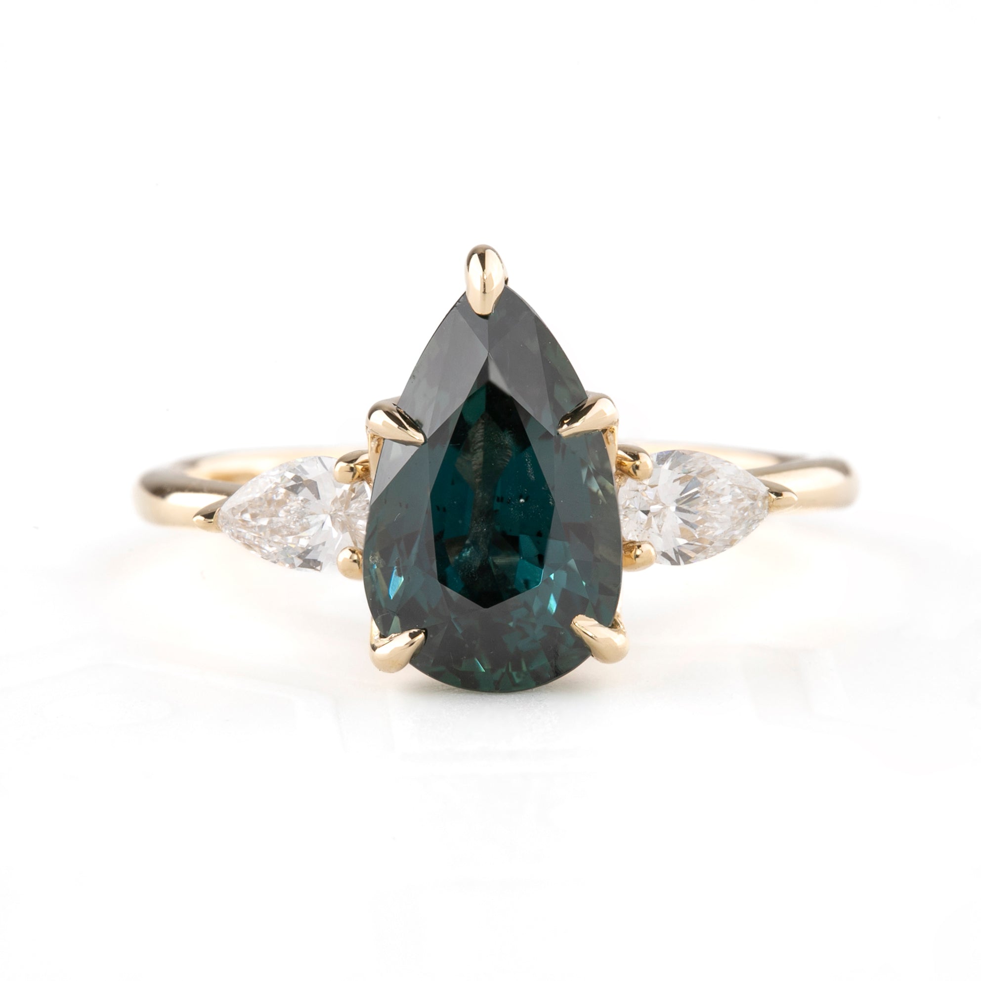 Claire Ring, 3.07ct Teal Blue Unheated Sapphire