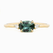 【即日配送】エミリーリング ・0.85ct・非加熱マダガスカル産ブルーグリーンサファイア・K14YG