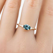 【即日配送】エミリーリング ・0.85ct・非加熱マダガスカル産ブルーグリーンサファイア・K14YG