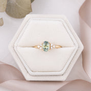 【一点物】テレサリング ・0.97ct・加熱モンタナ産ライトグリーンサファイア・K14YG