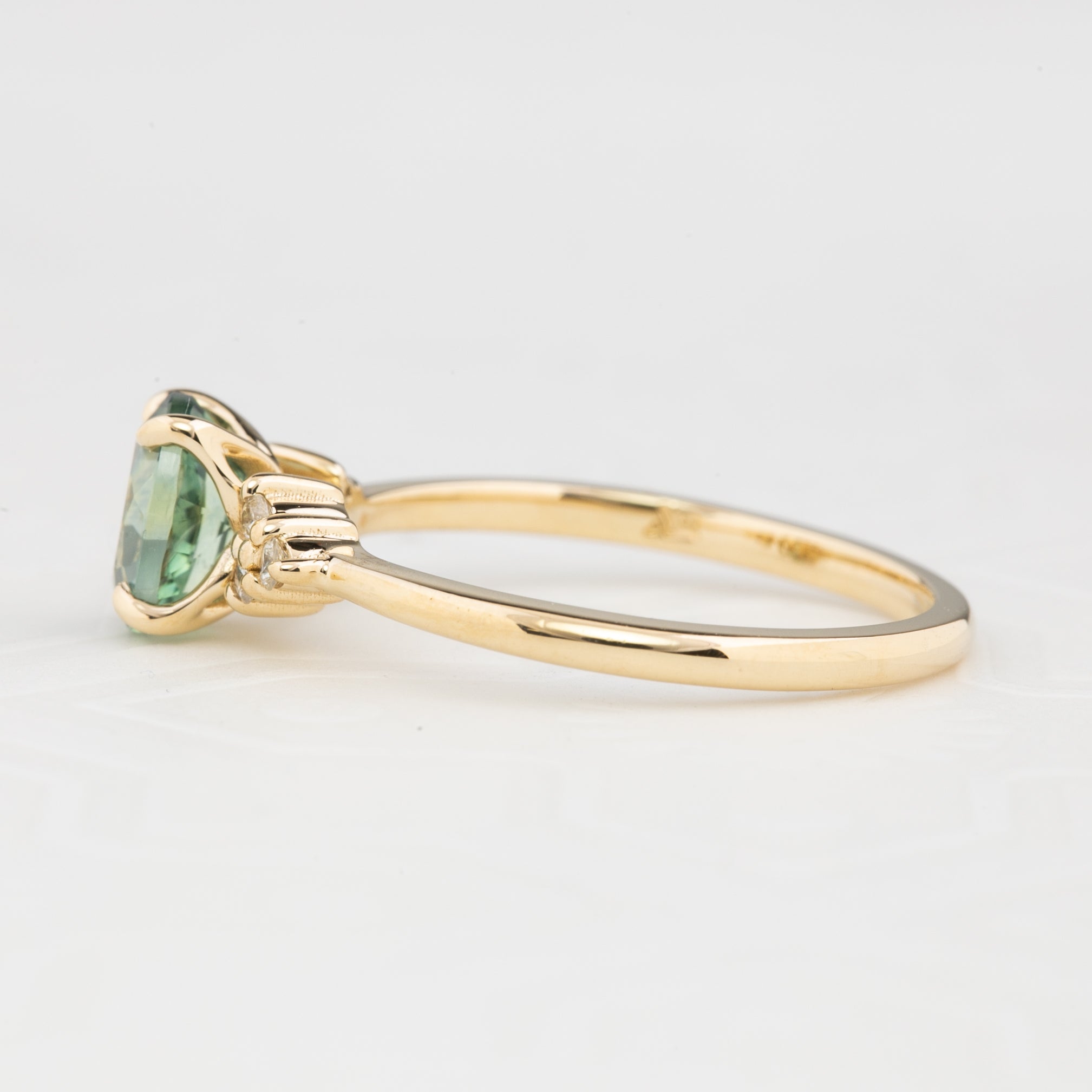 【一点物】テレサリング ・1.17ct・加熱モンタナ産グリーンサファイア・K14YG