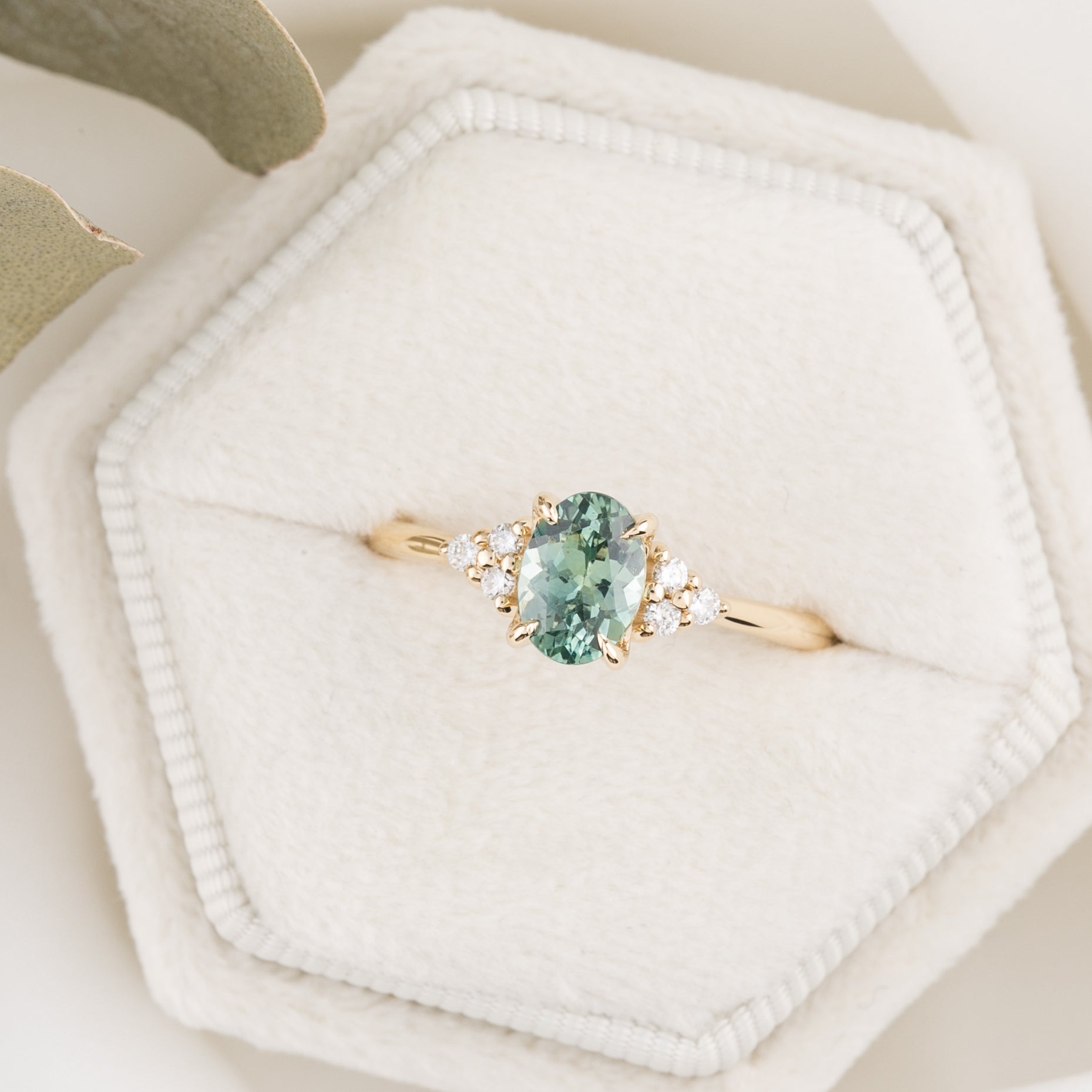【一点物】テレサリング ・1.17ct・加熱モンタナ産グリーンサファイア・K14YG