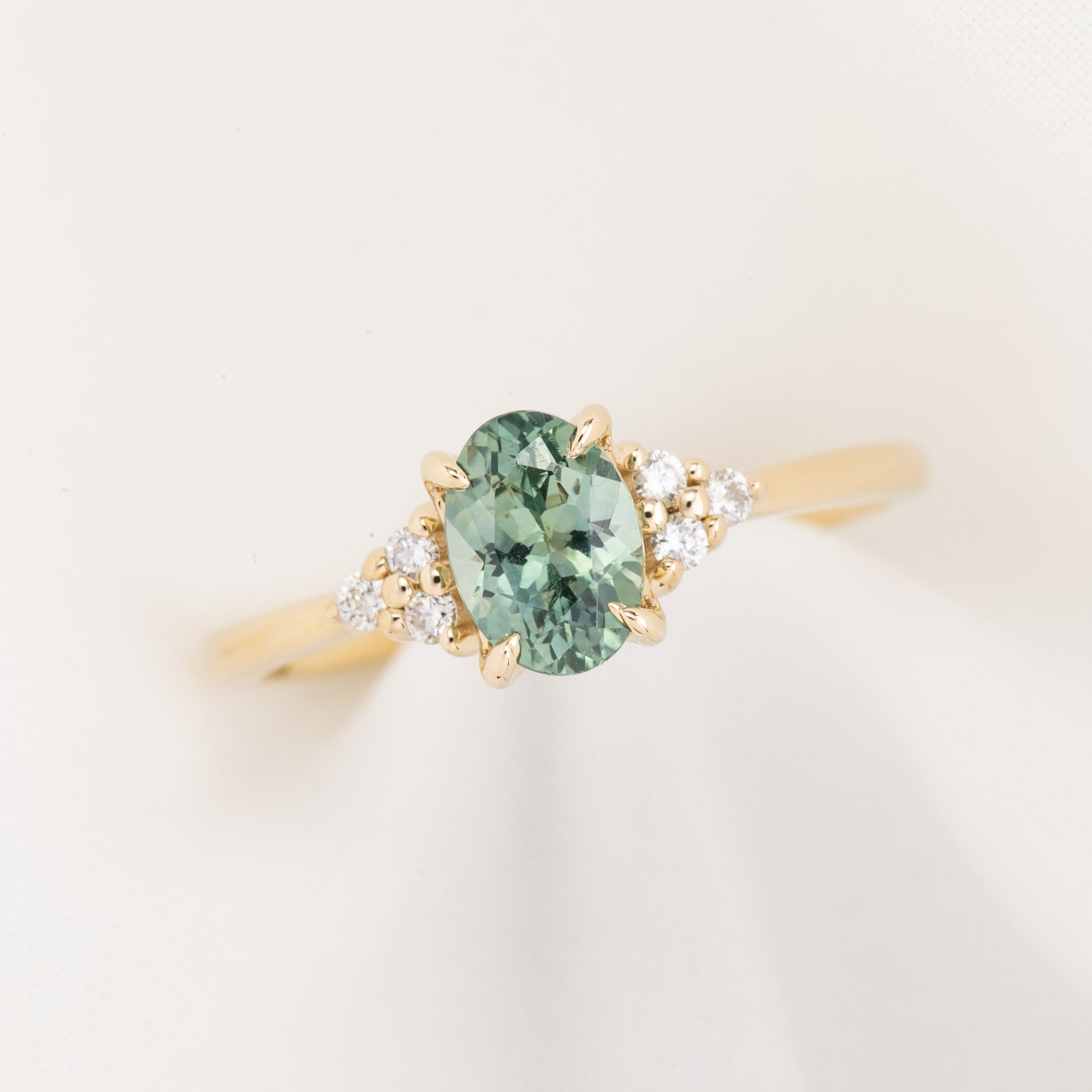 【一点物】テレサリング ・1.17ct・加熱モンタナ産グリーンサファイア・K14YG