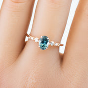 Estel Fleur Ring, 0.93ct Montana Sapphire One of a kind, oval shape gemstone