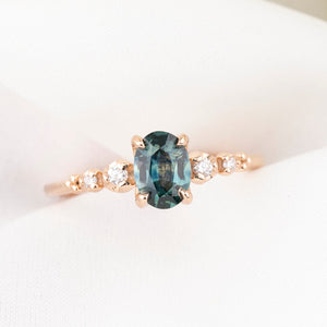 Estel Fleur Ring, 0.93ct Montana Sapphire One of a kind, oval shape gemstone