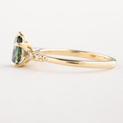 Estel Fleur Ring, 0.90ct Blue Green Montana Sapphire