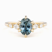 Estel Fleur Six Prongs Ring 1.78ct Blue Oval Montana Sapphire, 14K Yellow Gold (One of a kind)