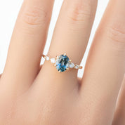 Estel Fleur Six Prongs Ring 1.78ct Blue Oval Montana Sapphire, 14K Yellow Gold (One of a kind)