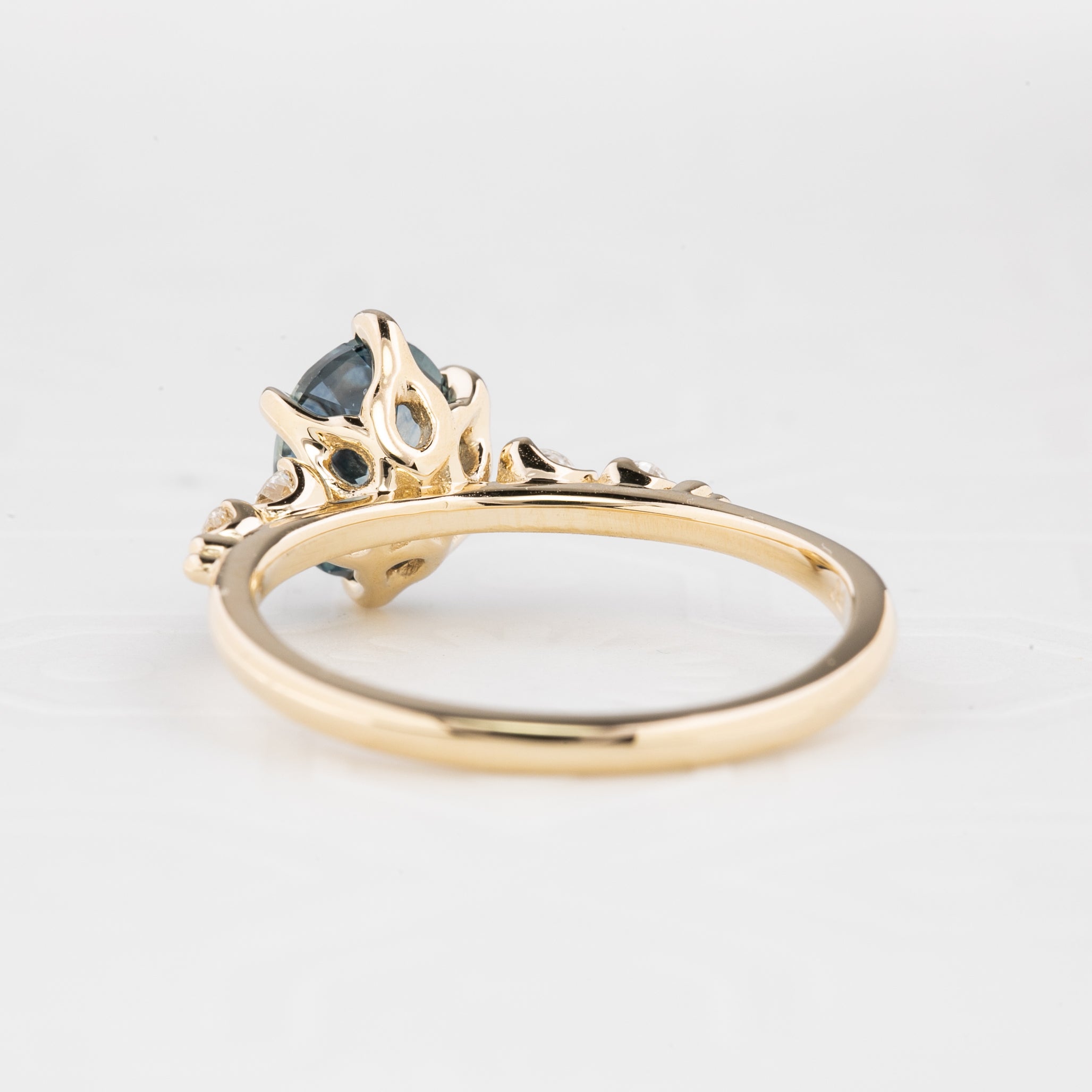 Estel Fleur Six Prongs Ring 1.78ct Blue Oval Montana Sapphire, 14K Yellow Gold (One of a kind)