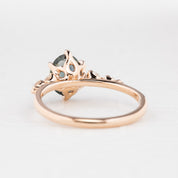 Estel Fleur Six Prongs Ring 1.48ct Blue Green Oval African Sapphire, 14K Rose Gold (One of a kind)