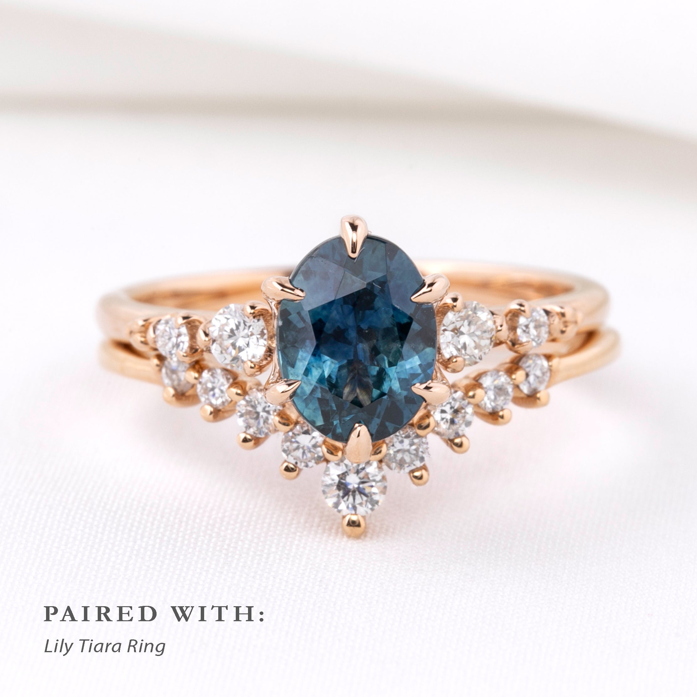 Estel Fleur Ring, 1.66ct Montana Sapphire, oval shape gemstone