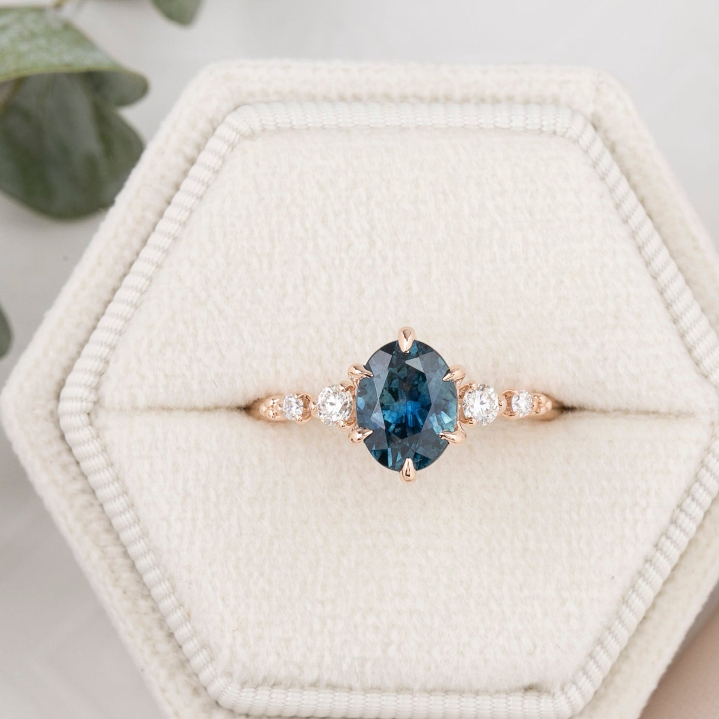 Estel Fleur Ring, 1.66ct Montana Sapphire, oval shape gemstone