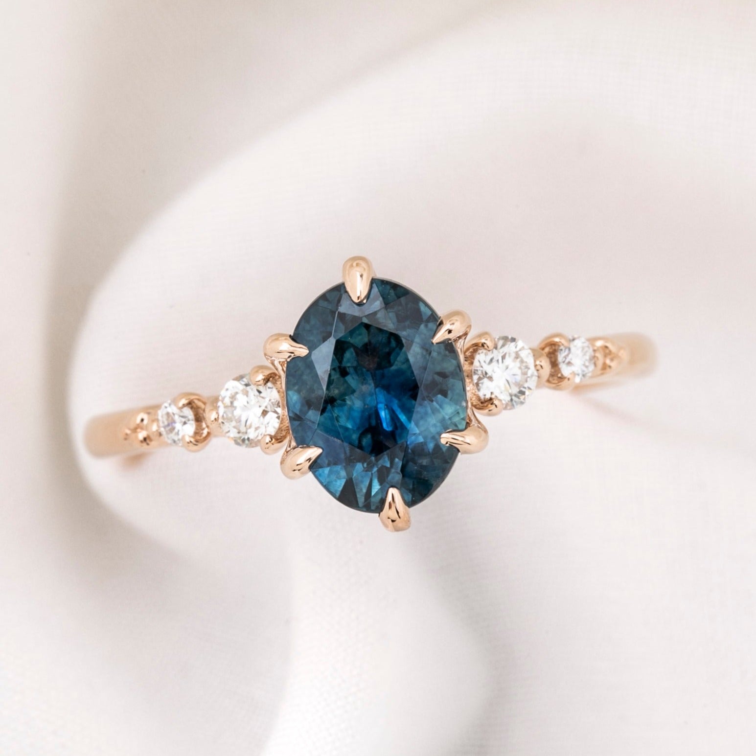 Estel Fleur Ring, 1.66ct Montana Sapphire, oval shape gemstone