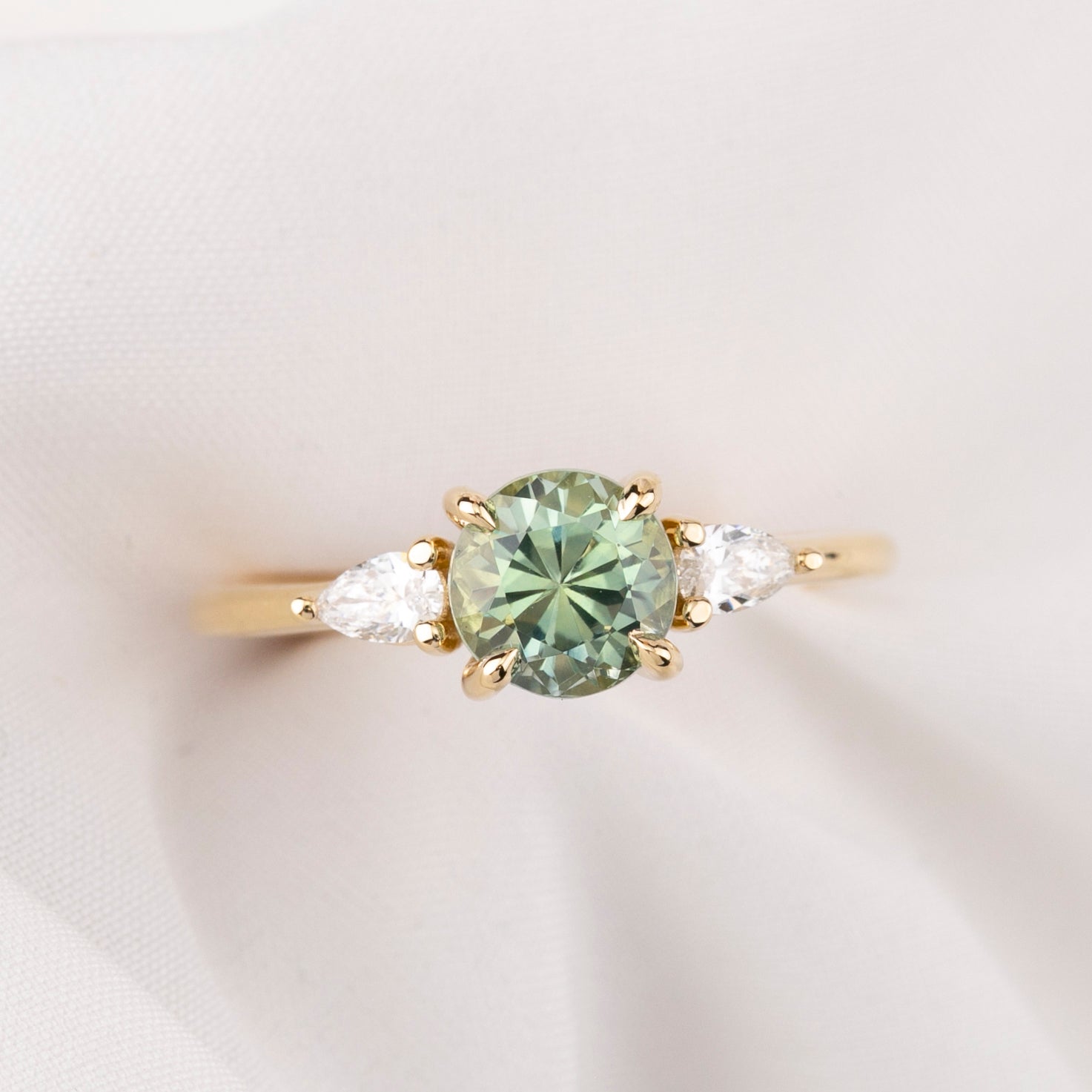 Olivia Ring, 1.64ct Mint Green Montana Sapphire
