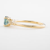 Estel Fleur 4 Prong Ring, 1.14ct Parti Blue Green Montana Sapphire, 14k Yellow Gold (One of a kind)
