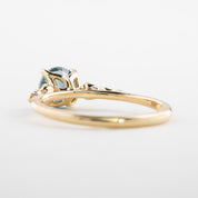 Estel Fleur 4 Prong Ring, 1.14ct Parti Blue Green Montana Sapphire, 14k Yellow Gold (One of a kind)