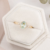 【一点物】テレサリング ・1.31ct・加熱モンタナ産ライトグリーンサファイア・K14YG