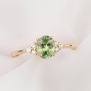 Teresa Ring, 0.98ct Green Montana Sapphire, oval shape gemstone