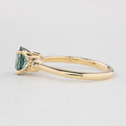 【一点物】テレサリング ・0.93ct・加熱モンタナ産ブルーグリーンサファイア・K14YG