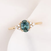 【一点物】テレサリング ・0.93ct・加熱モンタナ産ブルーグリーンサファイア・K14YG