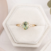 【一点物】テレサリング ・1.67ct・加熱モンタナ産イエローグリーンサファイア・K14YG
