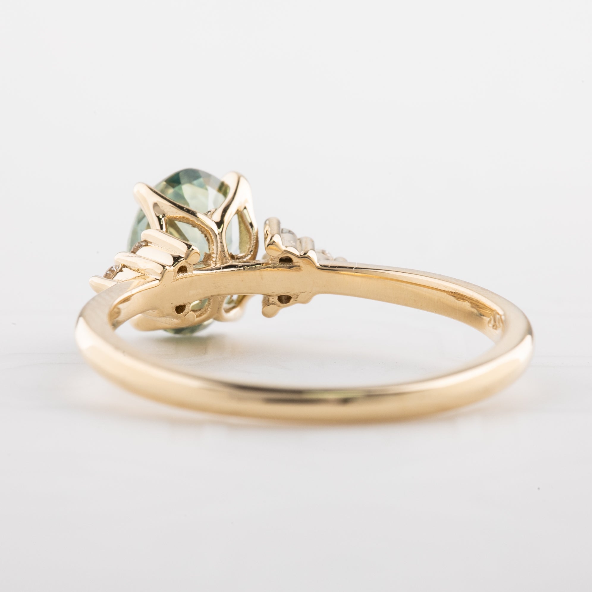 【一点物】テレサリング ・1.67ct・加熱モンタナ産イエローグリーンサファイア・K14YG